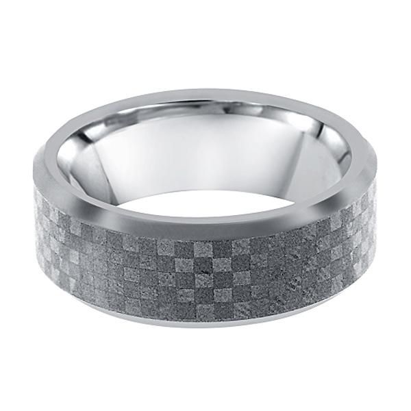 Tungsten Carbide Checkered Ring and Mens Wedding Band in USA